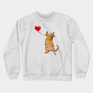 Cat releasing heart balloon Crewneck Sweatshirt